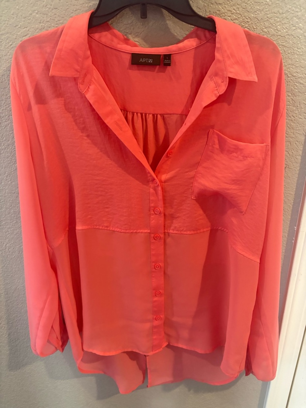 Apt. 9 Coral Button-Front Sheer Blouse